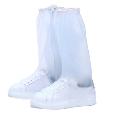 1Pair Waterproof Shoes Cover Transparent Foldable Reusable Slip Resistant Rain Boot Shoes Covers Overshoes High Leg Protector with Zipper - XXXL