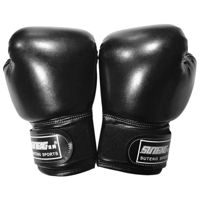 SUTENG 1 paire de gants de boxe pour enfants, gants d'entraînement de boxe pour la jeunesse, gants de kickboxing et de sparring MMA pour enfants de 3 à 10 ans - Noir