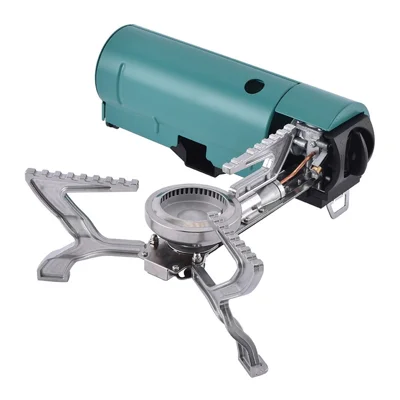 BRS 2670W Camp Stove Butane Gas Stove with Storage Pouch Folding Gas Furnace for Outdoor Hiking Cooking - Green