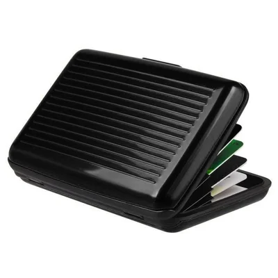 Waterproof Anti-magnetic Aluminum Metal Credit Card Wallet Holder - Black