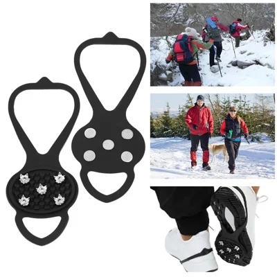 1 Pair Winter Ice Snow Ground Non-Slip Walk Cleats 5-Spike Shoes Boots Crampons