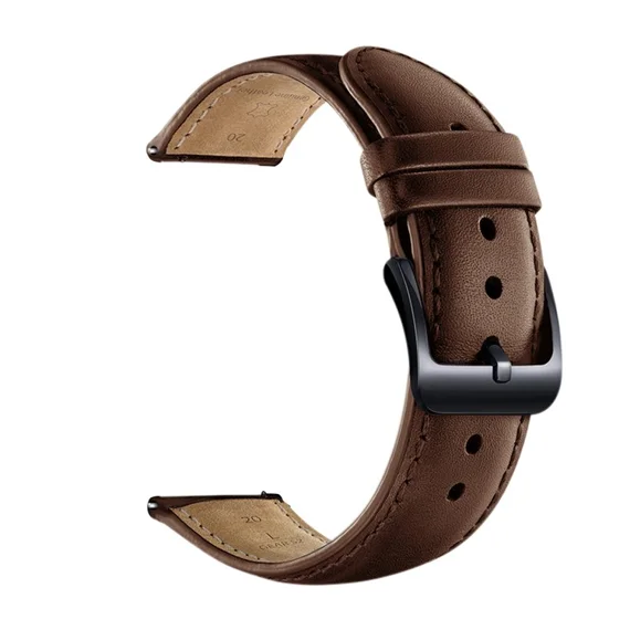 For Samsung Galaxy Watch4 Classic 46mm 42mm/Galaxy Watch4 44mm 40mm/Gear Sport (S4) 20mm Cowhide Leather Watch Band - Brown