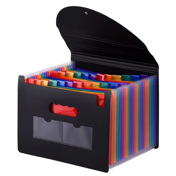 24 Pockets Expanding File Folder with Cover Accordion File Organizer A4 Letter Size Document Holder for Home Office School