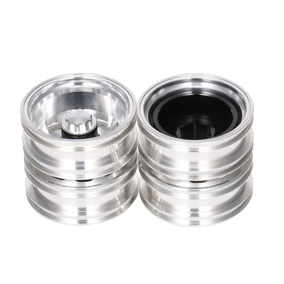 2Pcs Aluminum Alloy Trailer Front / Rear Hub Rim 10 Spokes for 1 / 14 Tamiya Tractor - Silver / Rear Hub