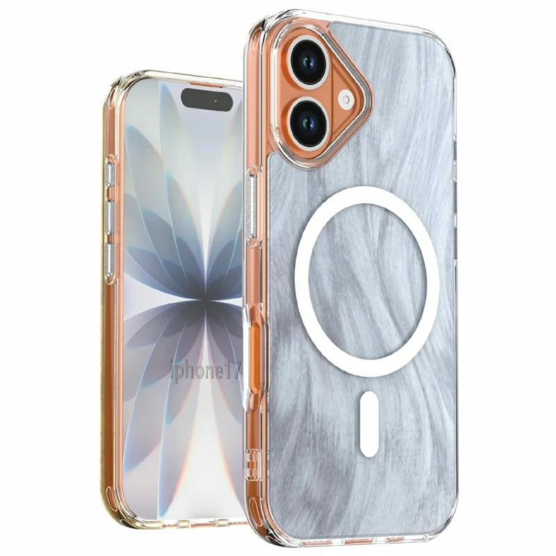 For iPhone 17 Magnetic Case Foxtail Pattern TPU + Acrylic Shockproof Phone Cover - White