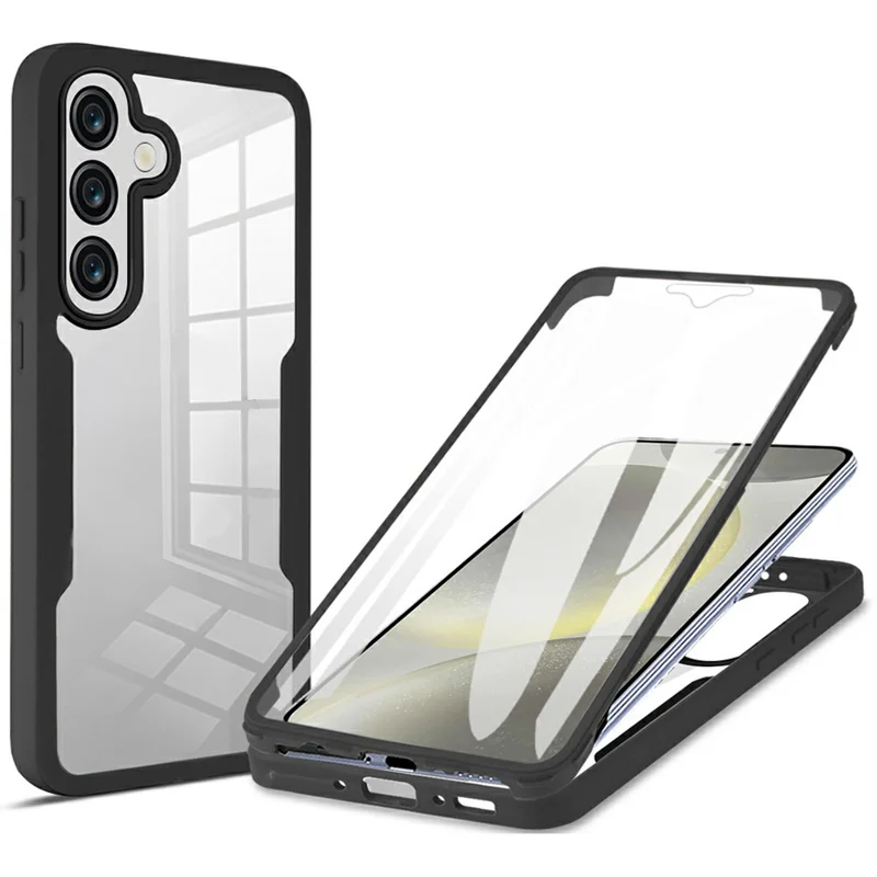 For Samsung Galaxy A37 5G Phone Case Acrylic + TPU Clear Phone Cover with PET Screen Film - Black