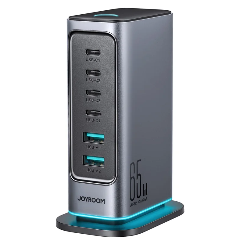 JOYROOM TCM02 65W USB Charger Block 6-Port GaN Desktop Phone Charger - UK Plug