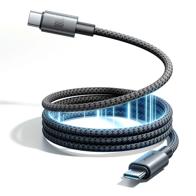 JOYROOM S-A65 1.2m Magnetic Self Winding Cable Type-C to Type-C PD 100W Fast Charging Data Cable - Black