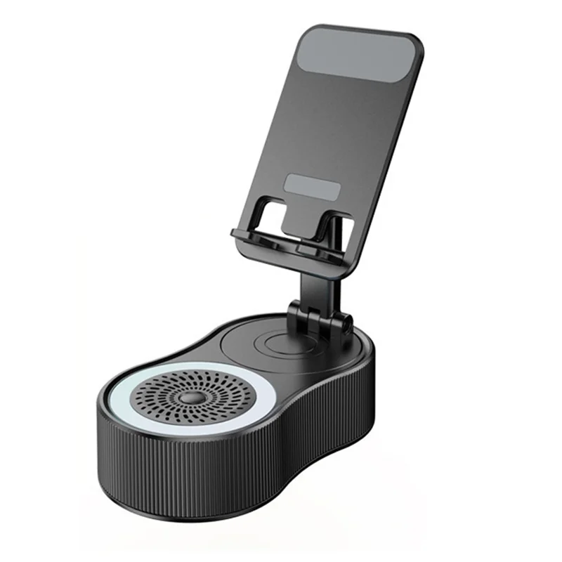 WYS-2303BT Portable Bluetooth-Compatible Speaker Phone Stand Power Bank with Ambient Light - Black