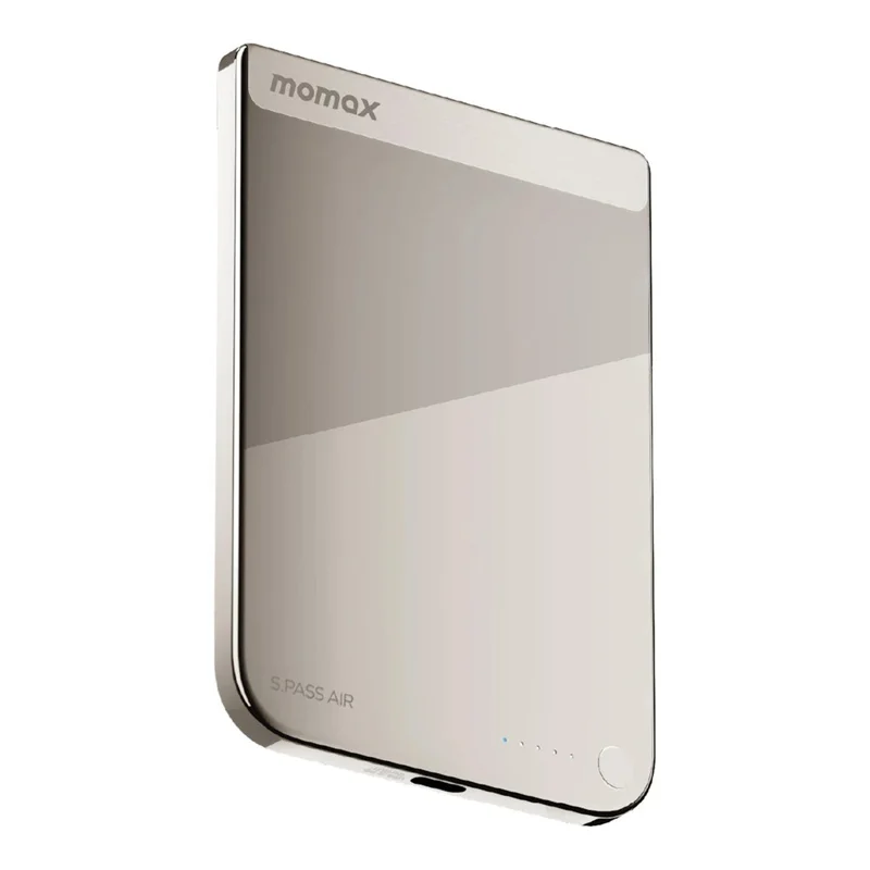 MOMAX 1-Power S.Pass Air 5000mAh Portable Magnetic Power Bank 15W Wireless Charger Ultra Slim - Titanium Gold