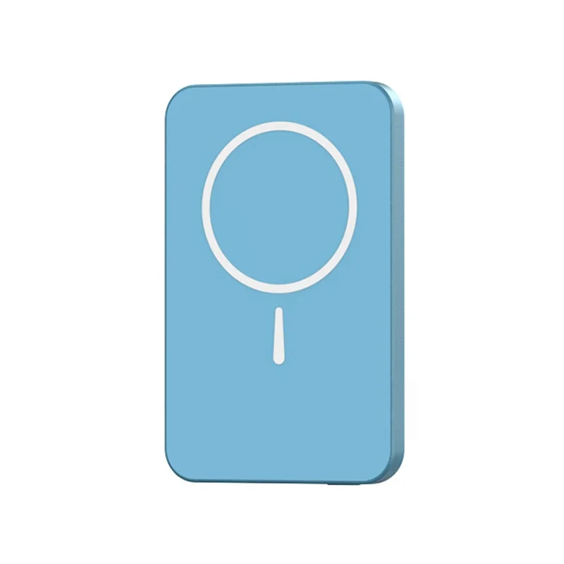 C10 5000mAh Magnetic Power Bank Ultra Slim 15W Wireless Portable Charger Aluminum Alloy Battery Pack with LED Display - Blue