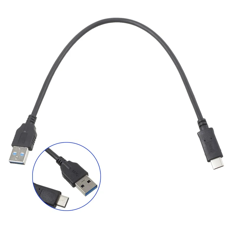 For iPhone 15 / 16 Series 30cm Type-C to USB 3.0 Male 3A Charging Cable 5Gbps Data Sync Cord