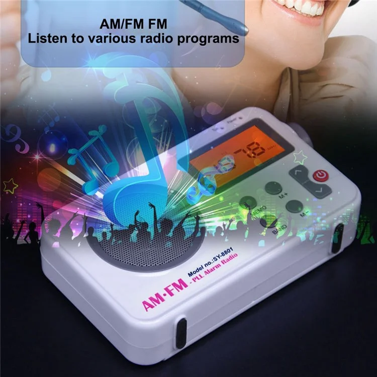 SY-8801 Portable Retro AM FM Radio HD LCD Screen HiFi Sound Loud Speaker Short Wave Radio 3