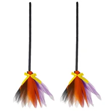 2 Balais De Sorcière Halloween En Maille Plastique - Environ 90 Cm De Long, Léger - Accessoire Déguisement, Décoration, Cosplay