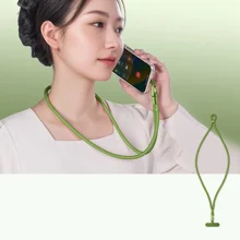 CT-69 86cm Neck Lanyard Rope Zinc Alloy Buckle Self-Locking Anti-Loss Adjustable Strap, Diameter: 7mm - Matcha Green