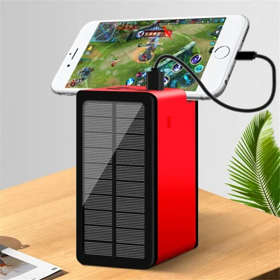 PS-10+ Solar Power Bank 100000mAh Outdoor Portable Charger with Camping Light and Phone Holder Slot Gap PS-10+ Solar Power Bank 100000mAh Outdoor Portable Charger with Camping Light and Phone Holder Slot Gap