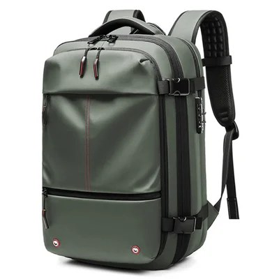 OUTWALK 7757 Travel 17-inch Laptop Backpack Vacuum Compression Men  Expanding Shoulder Bag - Army Green