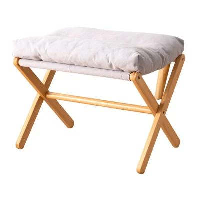 Tragbarer faltbarer Fuhocker X-Frame Bambus Hocker mit abnehmbarem Kissen  fr Wohnzimmer Schlafzimmer - Grau-TVCMall.com