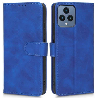 For T-Mobile REVVL 6 5G Collision Resistant PU Leather Wallet Case Stand  Skin-touch Feeling Magnetic Flip Protective Phone Cover - Blue