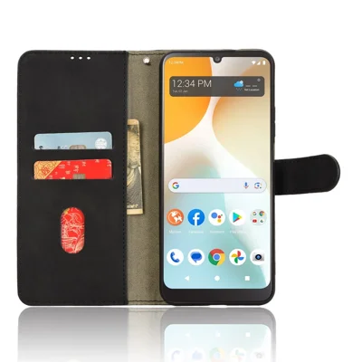 For BLU View 5 Pro Case Skin-Touch PU Leather Wallet Folio Flip Phone Cover  - Black