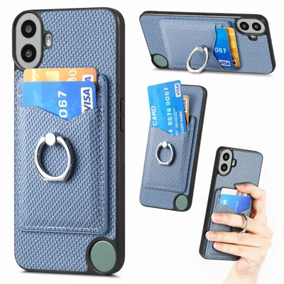 For Nothing CMF Phone 1 Case Card Slots Ring Holder Kickstand Phone Cover - Blue For Nothing CMF Phone 1 Case Card Slots Ring Holder Kickstand Phone Cover - Blue