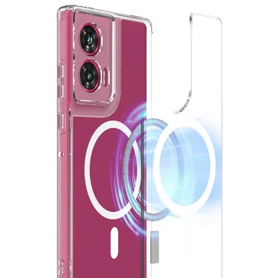 Custodia Motorola Moto G04/G04s/G24 A Portafoglio Con Farfalla Glitterata. Pelle PU, Chiusura Magnetica, 3 Slot Per Carte E Funzione Stand. Viola Brillante.