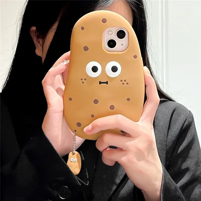 For iPhone 15 Silicone Case Cute 3D Potato Design Shockproof Phone Back Cover For iPhone 15 Silicone Case Cute 3D Potato Design Shockproof Phone Back Cover