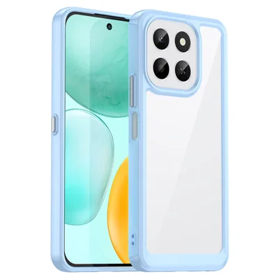 Cover Per Honor X6a, Custodia (Case) In Silicone TPU Morbido Con Retro Trasparente Opaco Antiurto E Antiscivolo - Design Semplice, Pulsanti Colorati - Blu