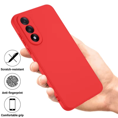 BRAND SET Cover per OnePlus Nord 2T 5G, Custodia Silicone Liquido con Rivestimento in Tessuto in Microfibra Custodia Soft Touch per OnePlus Nord 2T 5G-Rosso