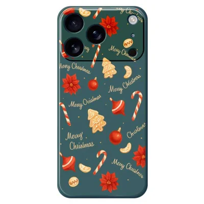 For iPhone 17 Pro Max Case Christmas Big Candy Pattern Printing Straight Edge TPU Phone Back Cover - Green Wholesale & Custom - TVCMALL For iPhone 17 Pro Max Case Christmas Big Candy Pattern Printing Straight Edge TPU Phone Back Cover - Green Wholesale & Custom - TVCMALL