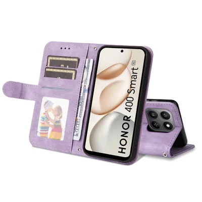 MOJIA Custodia Portafoglio per Honor 90 Lite, Pelle PU Flip Cover per Telefono con Guscio Interno in TPU, Multifunzione Porta Carte con Cinturino Polso. Rosa