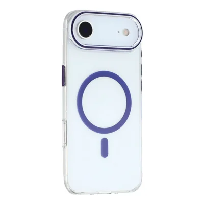 For iPhone Air Magnetic Case Clear PC Phone Back Cover with Metal Buttons - Dark Purple For iPhone Air Magnetic Case Clear PC Phone Back Cover with Metal Buttons - Dark Purple