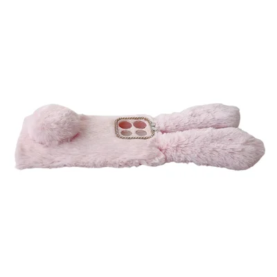 Custodia Peluche Per MOTO G62 5G – Coniglio Morbido Con Orecchie E Strass, Copertura Protettiva Fluffy, Bianca, Con Funzione Stand - copertina