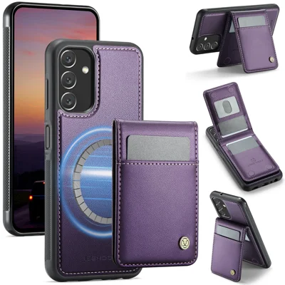 JEEHOOD For Samsung Galaxy A13 5G / Galaxy A13 4G Leather Back Cover Magnetic Case J06 Phone Case with Card Bag RFID Blocking - Purple JEEHOOD For Samsung Galaxy A13 5G / Galaxy A13 4G Leather Back Cover Magnetic Case J06 Phone Case with Card Bag RFID Blocking - Purple