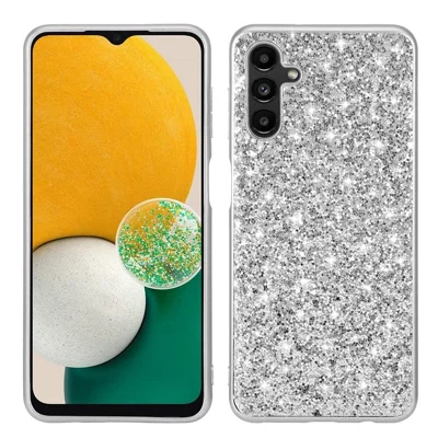 For Samsung Galaxy A14 5G / 4G Shiny Glitter Sequins Phone Case Bump Proof Electroplating TPU Frame Hard PC Back Cover - Silver For Samsung Galaxy A14 5G / 4G Shiny Glitter Sequins Phone Case Bump Proof Electroplating TPU Frame Hard PC Back Cover - Silver