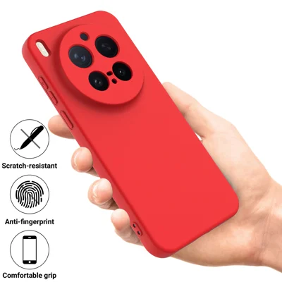 Compatibile con vivo X300 Pro 5G, vivo X300 Pro 5G custodia in gel di silicone liquido con fodera in morbida microfibra guscio protettivo (Rosso Compatibile con vivo X300 Pro 5G, vivo X300 Pro 5G custodia in gel di silicone liquido con fodera in morbida microfibra guscio protettivo (Rosso