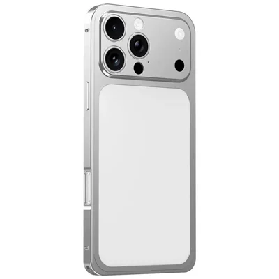 For iPhone 16 Pro Max Case Transform to 17 Pro Max Locking Buckle Metal  Frame Alloy Back Phone Cover - Silver