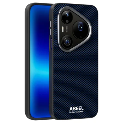 ABEEL Fr Huawei Pura 90 Pro Max Magnetische Hlle Bedruckte  PC-TPU-Aluminiumlegierung-Leder-Handytasche - Blau