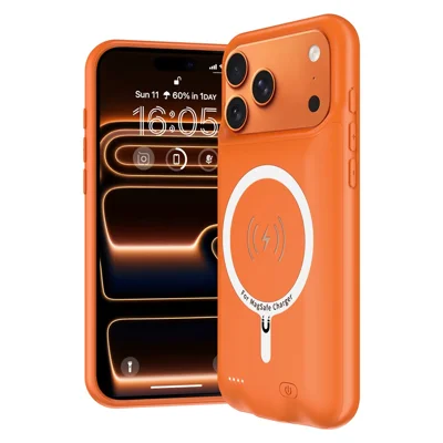 A29S For iPhone 17 Pro Phone Charger Battery Case Soft Edge 6000mAh Power Bank Compatible with MagSafe - Orange A29S For iPhone 17 Pro Phone Charger Battery Case Soft Edge 6000mAh Power Bank Compatible with MagSafe - Orange