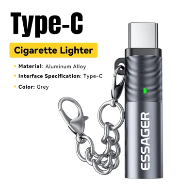type c cigarette lighter ESSAGER Type-C Cigarette Lighter Tungsten Wire Heating Auto Shut-Off  Compact Aluminum Alloy