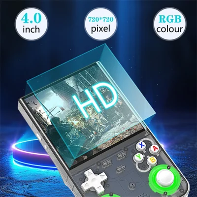 Console Rétro Portable R36 Ultra 128 Go – Écran HD 4 Pouces, ABS Compact 12,8 X 8,1 X 2,1 Cm – Noir