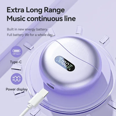 Auricolari A Clip Wireless Bluetooth Aperti – Viola, Leggeri E Comodi Per Uso Quotidiano