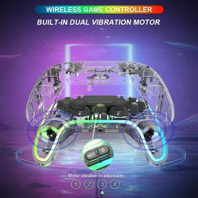 TOPWOLF HS-PS4280 Bluetooth-compatible Gamepad RGB Light 6-Axis Sensor Dual  Vibration Game Controller for PS4 / PC