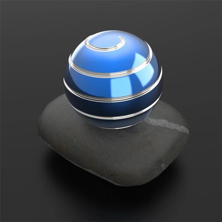 40mm Silver Line Design Detachable Glossy Gyroscopic Spinning Ball Desktop Round Ball Gyro Fingertip Decompression Toy - Blue