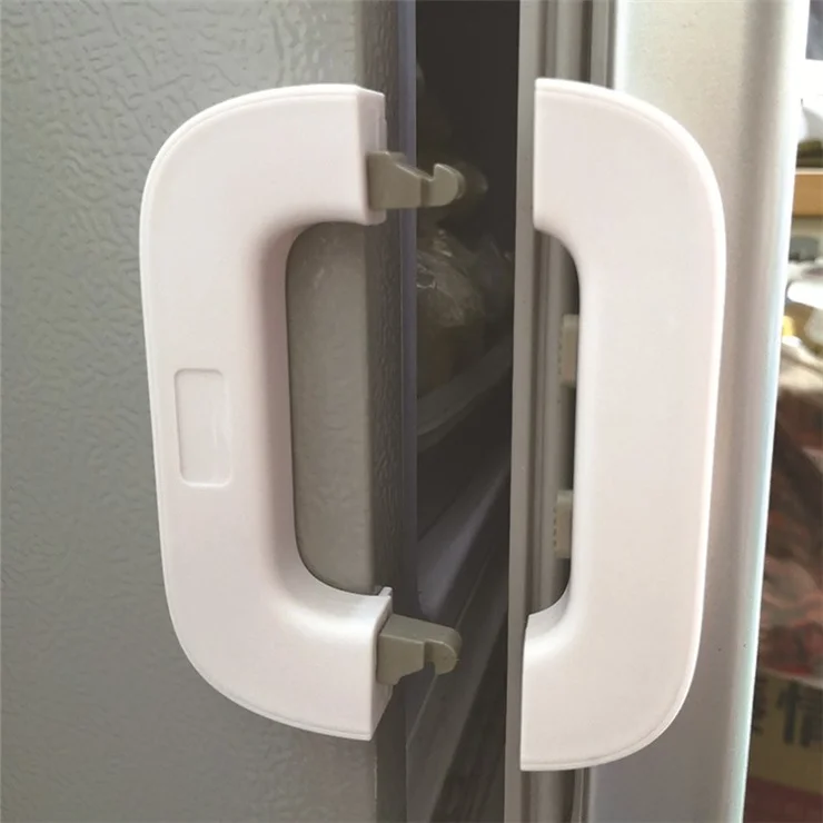 Baby Kids Safety Fridge Door Lock Buckle Self-Adhesive Home Refrigerator Door Latch - White