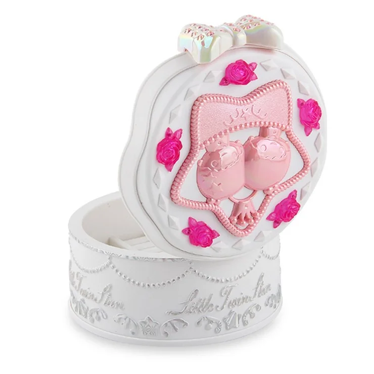 9216 Built-in Mirror Rotating Music Box Jewelry Ornamental Necklace Organizer Case Girls Birthday Gift - White