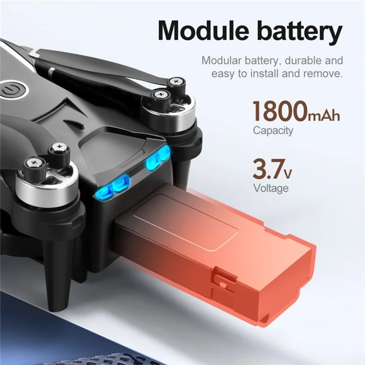 V888 Folding RC Drone 3 Camera Lens Optical Flow Positioning Brushless Quadcopter, 2 Batteries - Grey