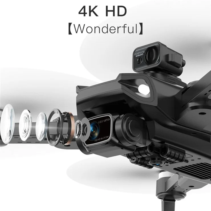 LYZ L900 Pro Max 5G Brushless Motor Drone Easy GPS 4-Axis Quadcopter (HD+Obstacle Avoidance+2 Batteries) - Black