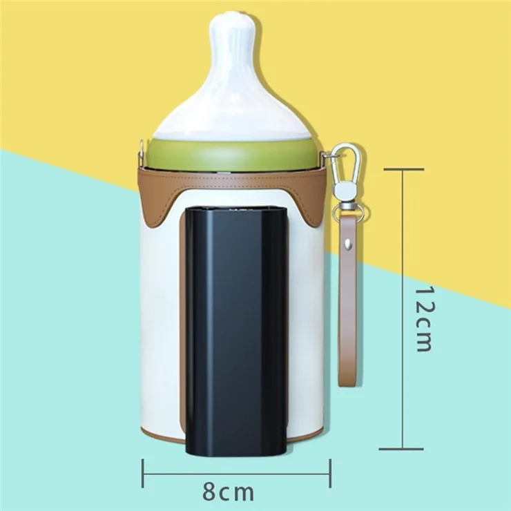 Portable Bottle Warmer Outdoor Baby Milk Heater Travel Feeding Insulation Bag Size L / EU Plug - White+Brown