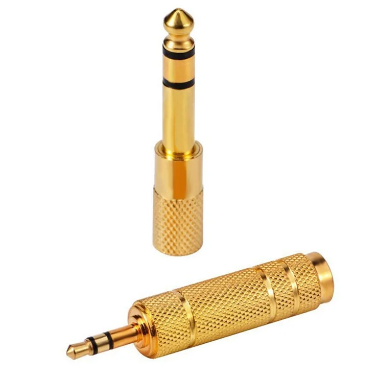 JUNSUNMAY 2Pcs Audio Adapter 6.35mm Male to 3.5mm Female + 3.5mm Male to 6.35mm Female Jack Converter